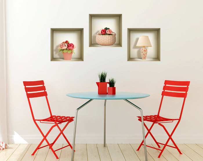 3D Niche Wall Art Decals - Set Of 3 | Easy To Apply, Stunning Decorative Stickers For Home And Office