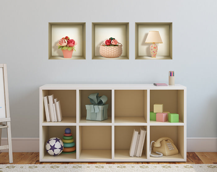 3D Niche Wall Art Decals - Set Of 3 | Easy To Apply, Stunning Decorative Stickers For Home And Office