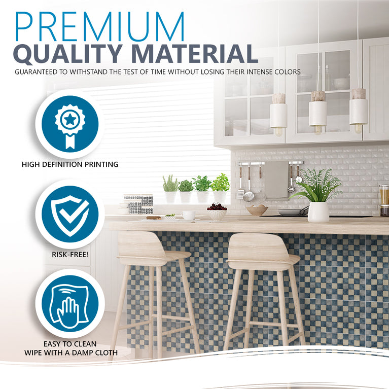 Delft Shade Blue White Tiles Peel and Stick vinyl Decals Light Blue Vintage Backsplash Model - R153