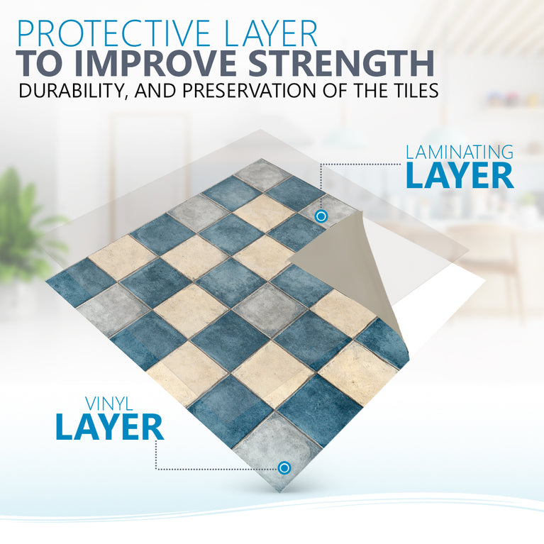 Delft Shade Blue White Tiles Peel and Stick vinyl Decals Light Blue Vintage Backsplash Model - R153