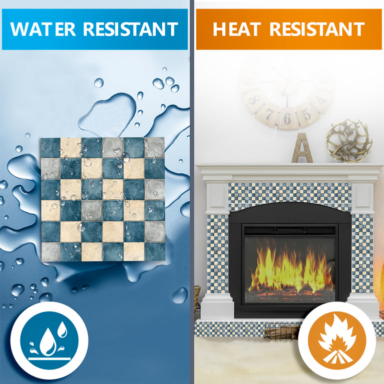 Delft Shade Blue White Tiles Peel and Stick vinyl Decals Light Blue Vintage Backsplash Model - R153