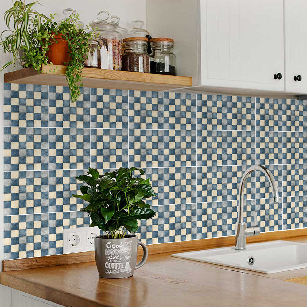 Delft Shade Blue White Tiles Peel and Stick vinyl Decals Light Blue Vintage Backsplash Model - R153