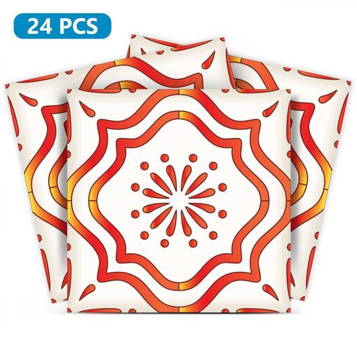 Orange and Red pattern Backsplash Tile stickers for easy home design Model - B515