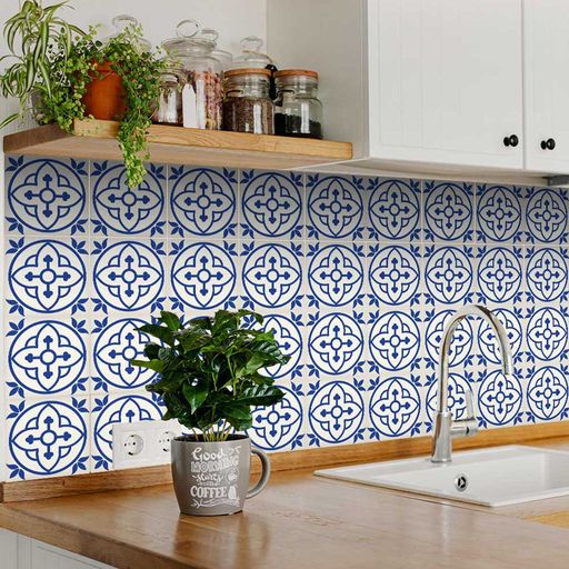 Blue and White pattern Tile Stickers for home innovation Model - A7