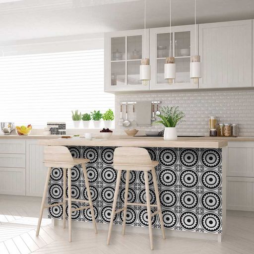 Circle pattern Black and White Tile Stickers for home decoration Model - BKW4