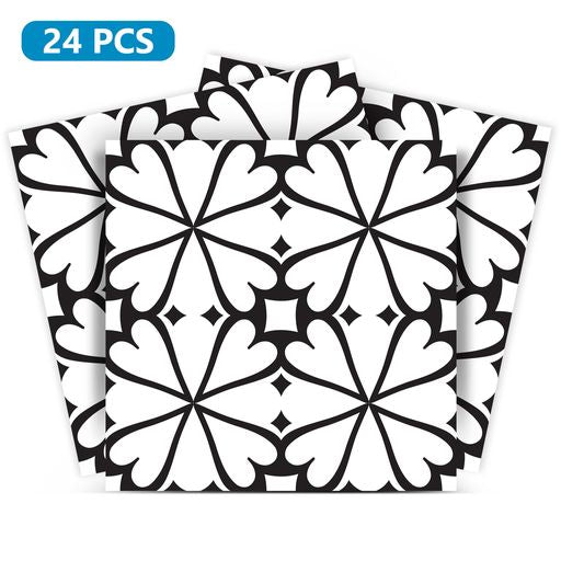 Easy to install peel and stick Black and White floor suitable tile stickers Model - BKW7