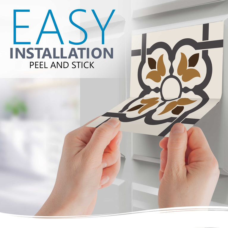 Brown flower backsplash peel and stick Tile Stickers easy to install  Model - B101