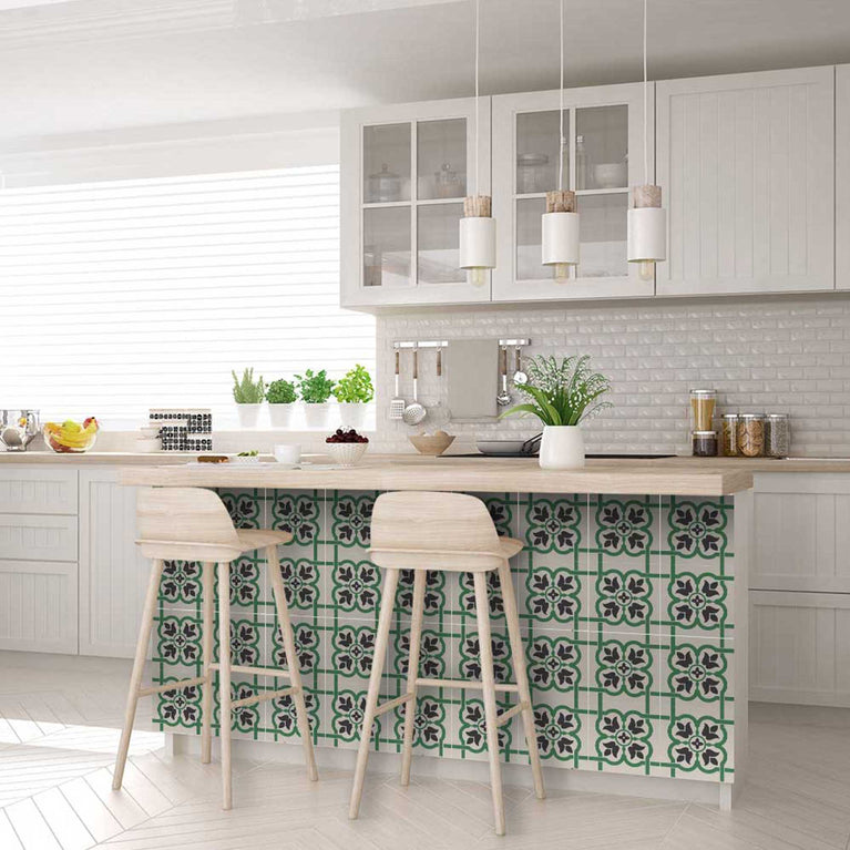 Green tiles backsplash for home design peel and stick tile stickers Model - B104