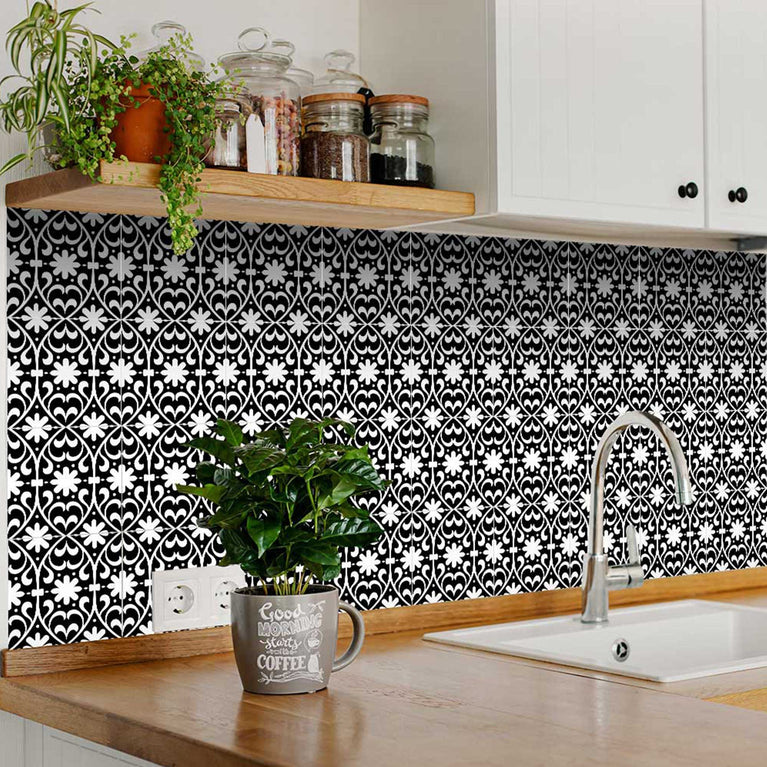 Black and White backsplash Peel and Stick Tile Stickers Model - B15