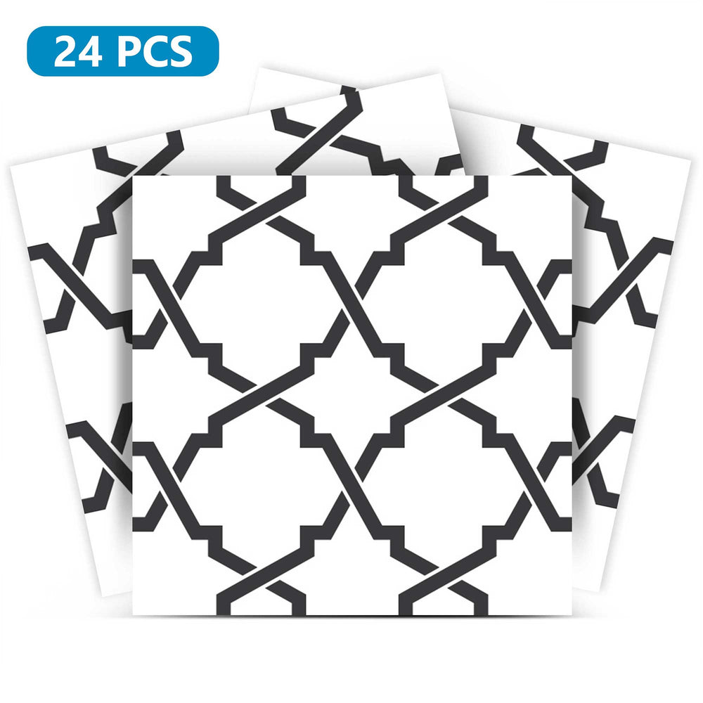 Bathroom Backsplash Black and White Peel and Stick Tile Stickers Model - b24