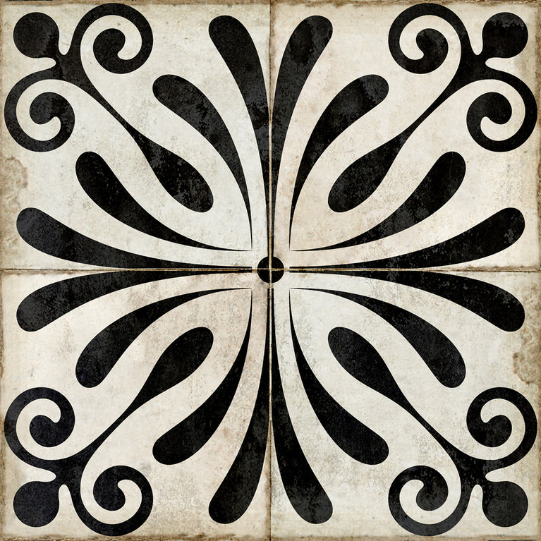 Black And White Vintage Flower Design kitchen Tile Stickers Model - B37