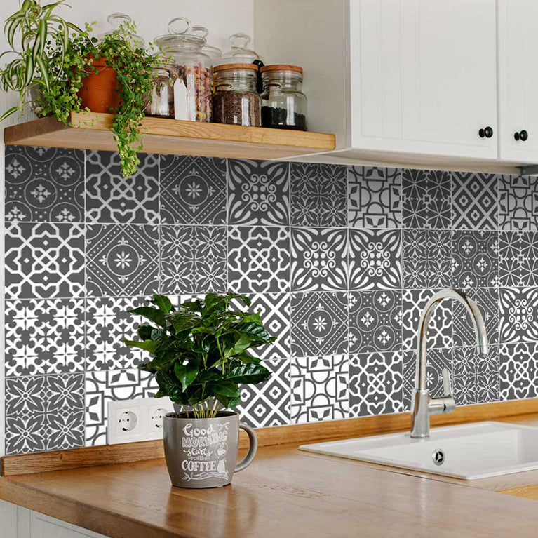 Gray multicolor Removable Floor Tile Stickers for home décor bathroom tile Model - B44