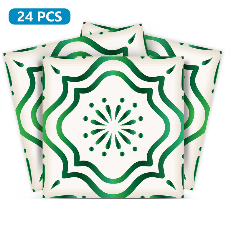 Simple installation Peel and Stick Green pattern Tile Stickers Model - B508