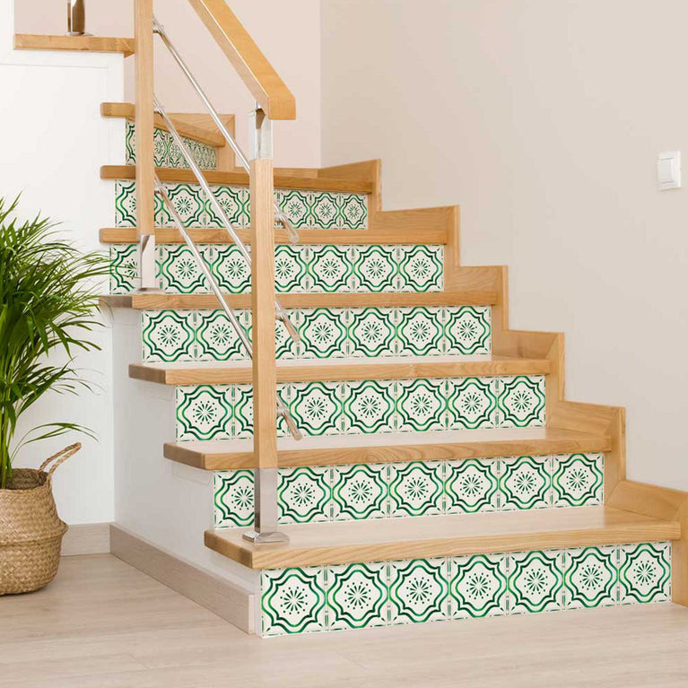 Simple installation Peel and Stick Green pattern Tile Stickers Model - B508