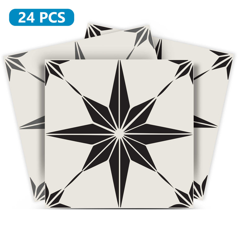 Two pattern Black and Gray star shaped tile stickers for kitchens Model - B570