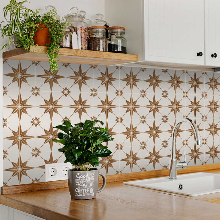 Bathroom Modern star shaped tile stickers easy to apply Brown Model - B58