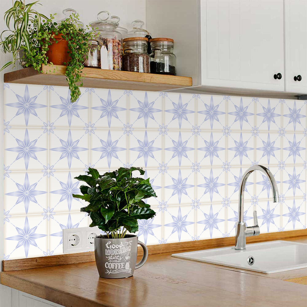 Purple star shaped glass tiles for kitchen backsplash easy to install Tile Stickers Model - B65