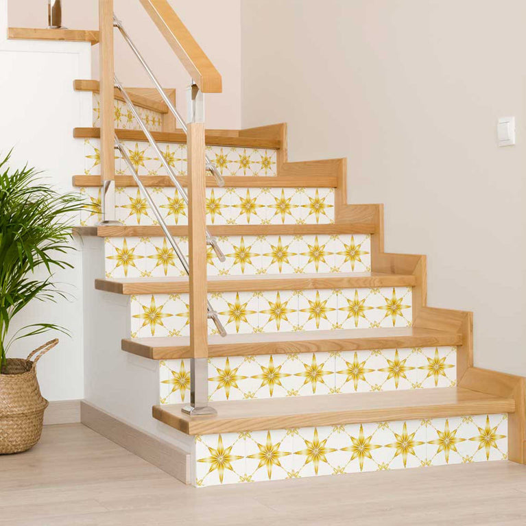 Easy bathroom makeover Yellow star tile stickers easy to apply Model - B73