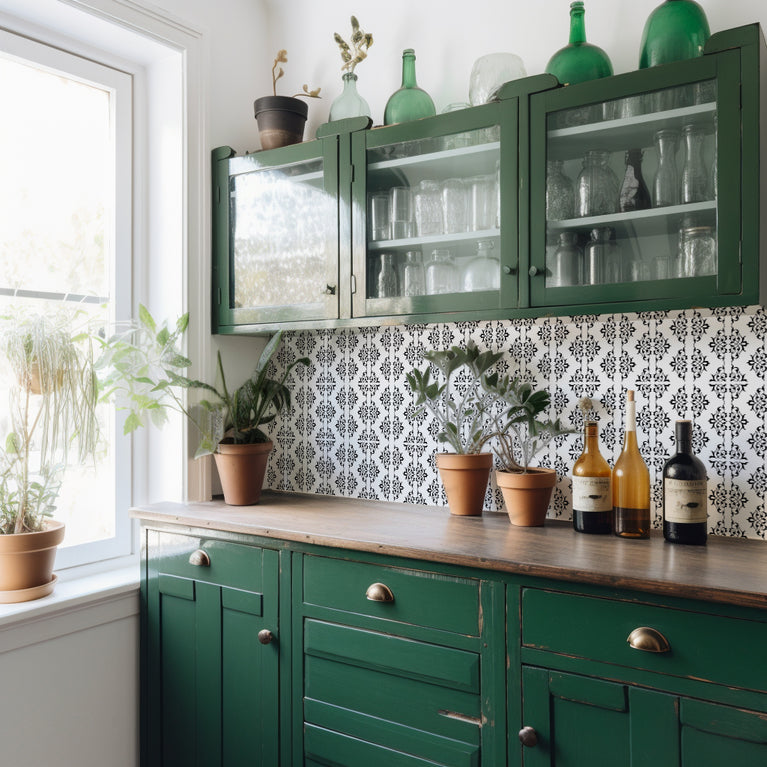 Black and White easy to install kitchen backsplash Tile Stickers Model - BKW6