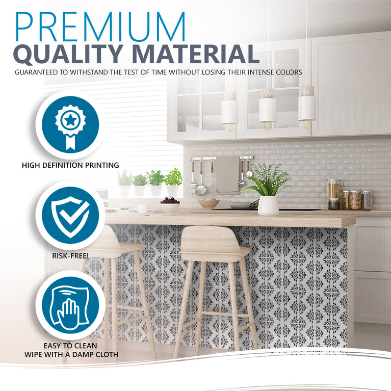 Black and White easy to install kitchen backsplash Tile Stickers Model - BKW6