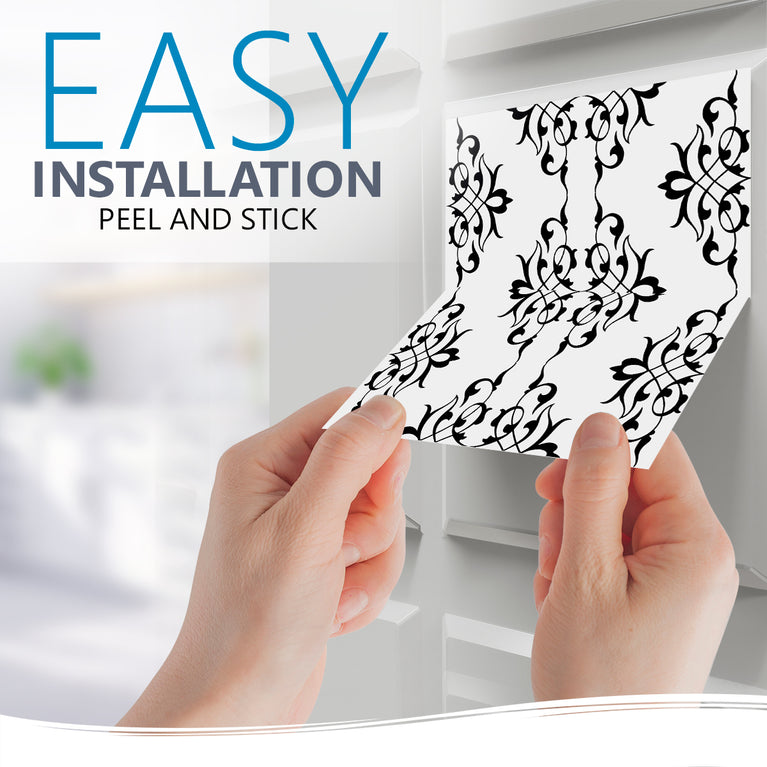 Black and White easy to install kitchen backsplash Tile Stickers Model - BKW6