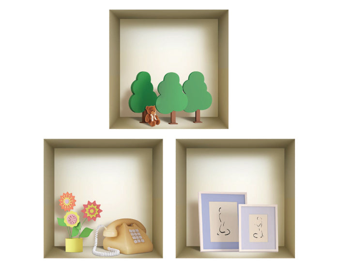 Kids' 3D Niche Wall Art Decals - Set Of 3 | Easy To Apply, Stunning Decorative Stickers