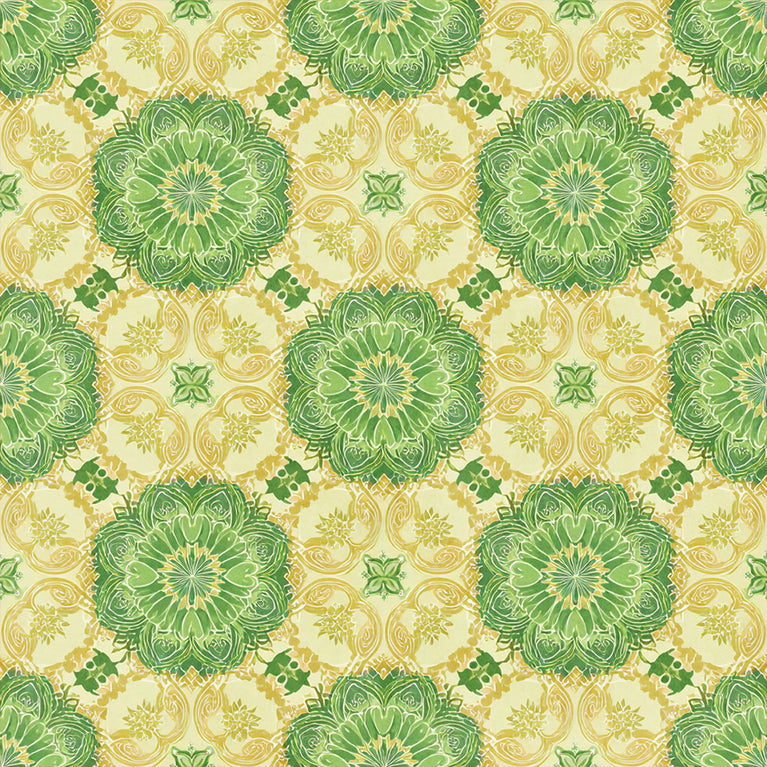 Emerald Garden Floral Medallion Backsplash Tile Stickers, Vintage Bloom Peel And Stick Vinyl Decals - C190