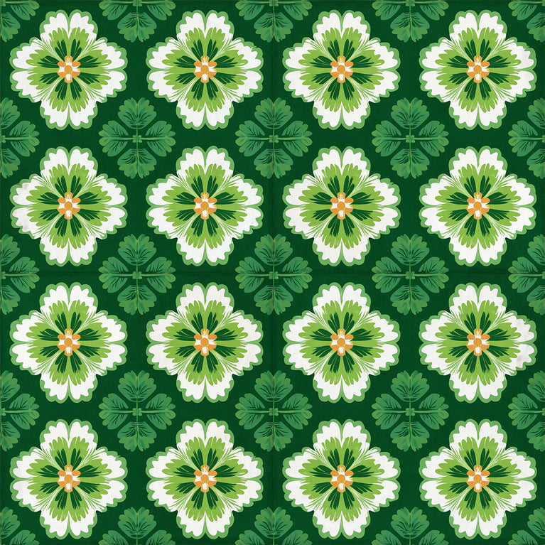 Emerald Garden Bloom Backsplash Tile Stickers – Vibrant Green Floral Botanical Peel and Stick Wall Tiles - C191