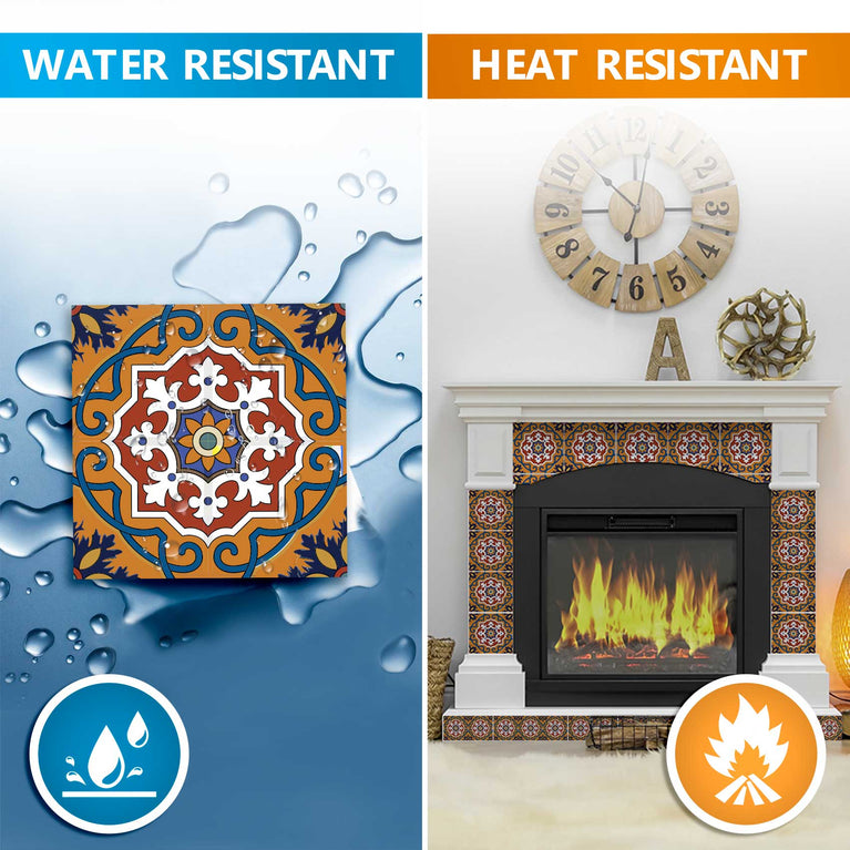 Orange and Red water and heat resistant Tile Stickers for fireplaces Model - C2