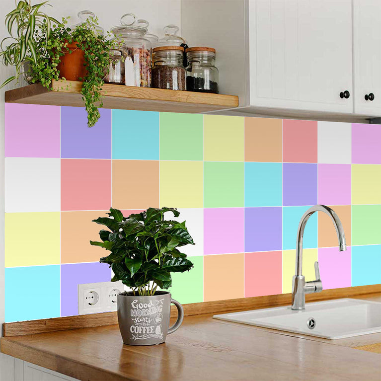 Peel-And-Stick Tile Stickers Colorful Solid Model- C61