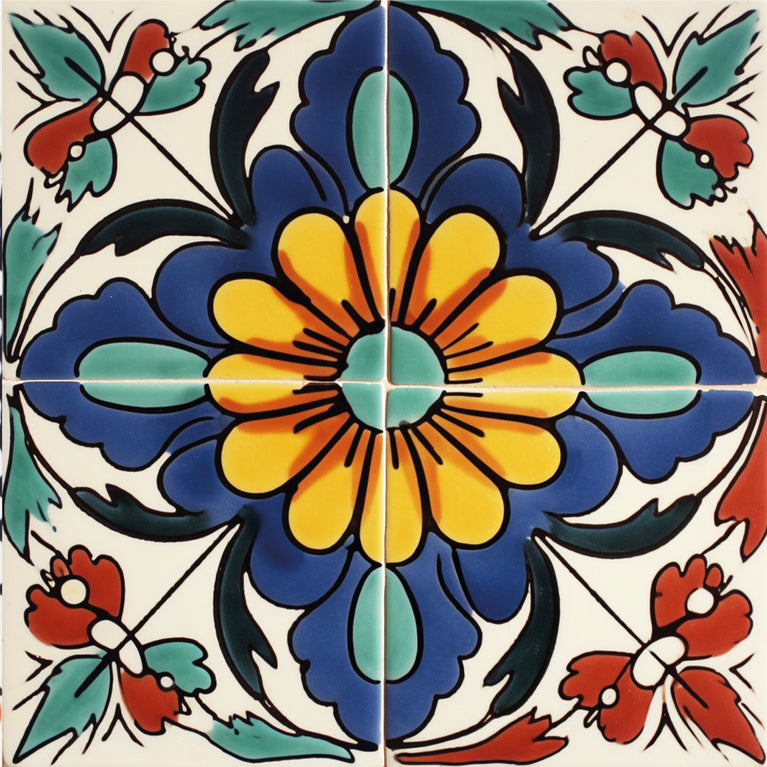Floral Vintage Colorful Retro Design Peel And Stick Tile Stickers Model - C71
