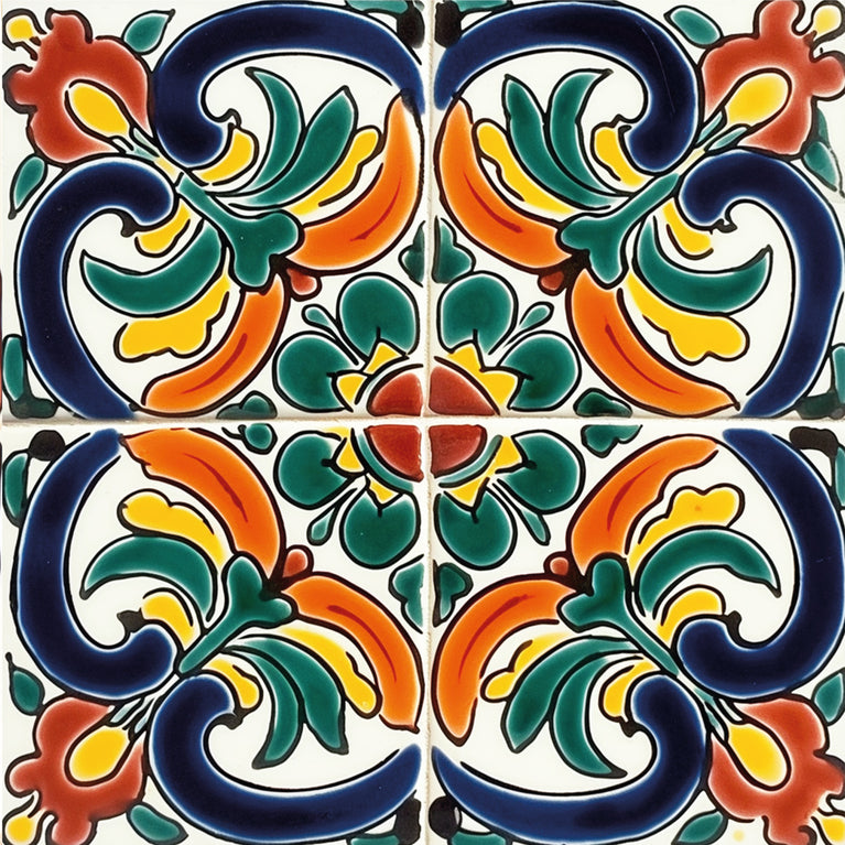 Floral Vintage Colorful Retro Design Peel And Stick Tile Stickers Model - C72
