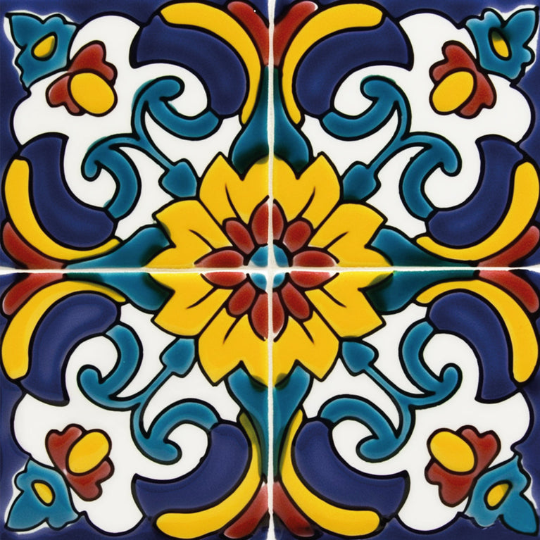 Floral Vintage Colorful Retro Design Peel And Stick Tile Stickers Model - C74