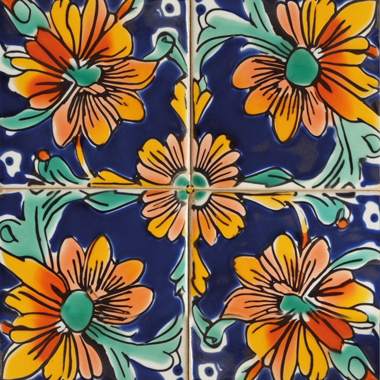 Floral Vintage Colorful Retro Design Peel And Stick Tile Stickers Model - C81