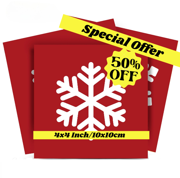 Special Deal 4x4-Inch / 10x10-Cm Red Christmas Snowflake Tile Stickers Model - CN03