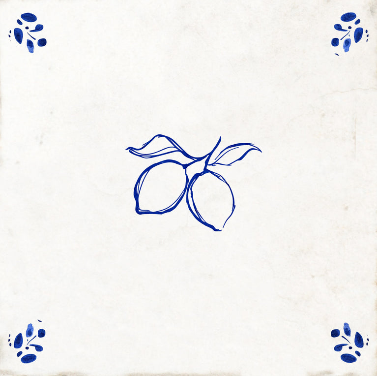 Stick on tile Lemon Delft tile Vintage pattern Peel And Stick Tile Stickers delft tile fireplace surround Kitchen Tile Trends -Model D100