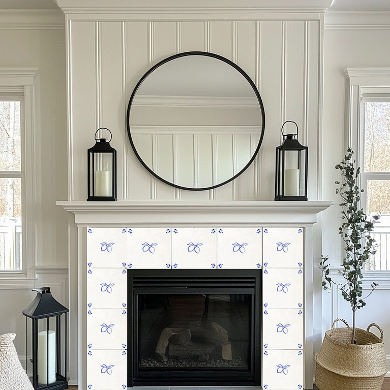 Stick on tile Lemon Delft tile Vintage pattern Peel And Stick Tile Stickers delft tile fireplace surround Kitchen Tile Trends -Model D100