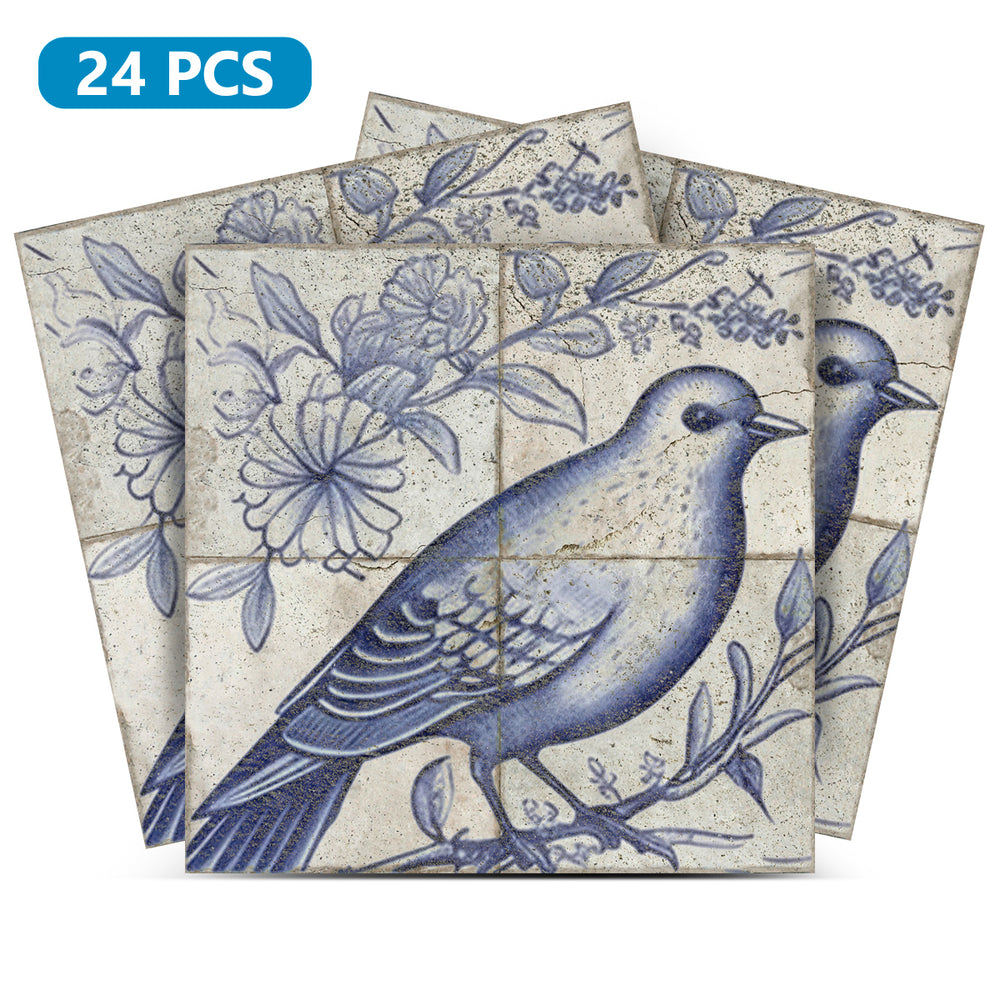 Delft Tiles Peel and Stick vinyl Decals Vintage Tiles Blue Bird Model - D24