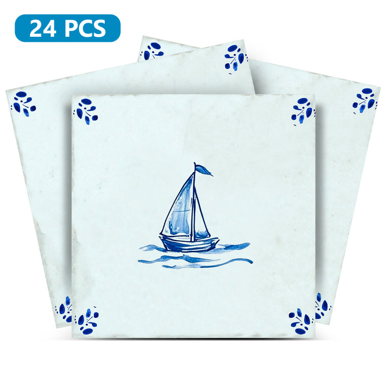 Boat Delft Vintage Peel And Stick Tile Stickers delft fireplace surround Kitchen Tile Trends - D60