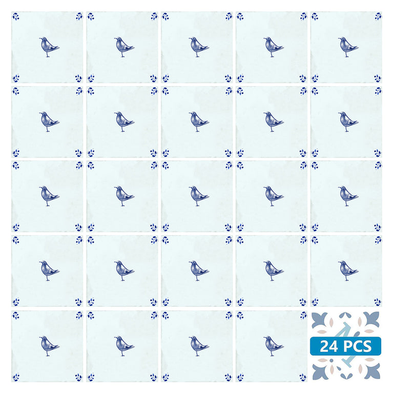 Bird Delft Vintage Peel And Stick Tile Stickers delft fireplace surround Kitchen Tile Trends - D61