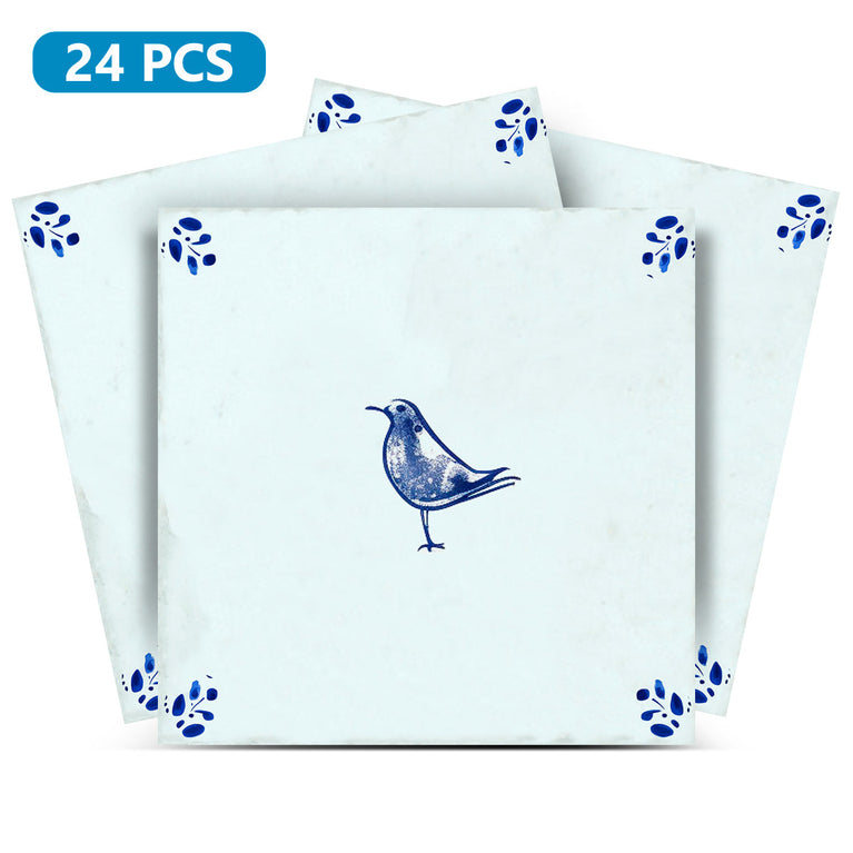 Bird Delft Vintage Peel And Stick Tile Stickers delft fireplace surround Kitchen Tile Trends - D61