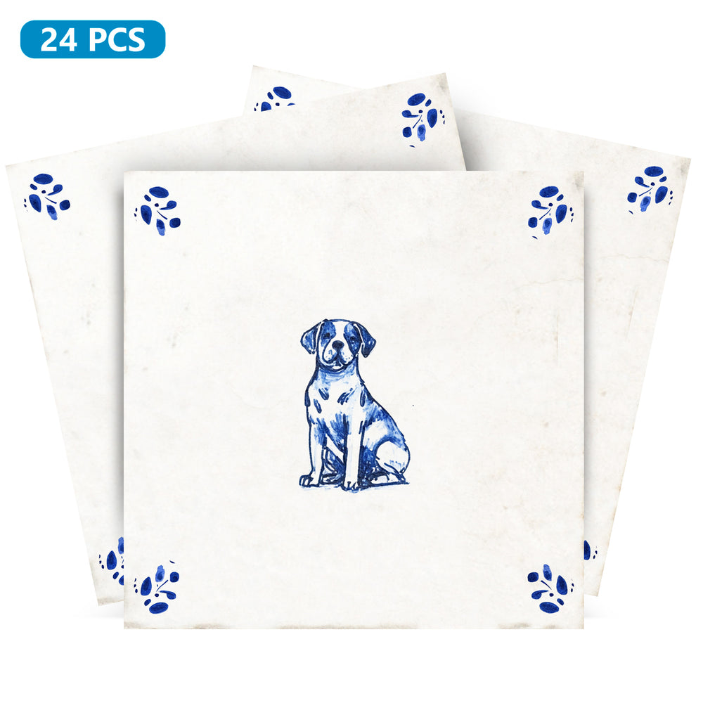 Dog Delft Vintage Design Peel And Stick Tile Stickers delft fireplace surround Kitchen Tile Trends - D62