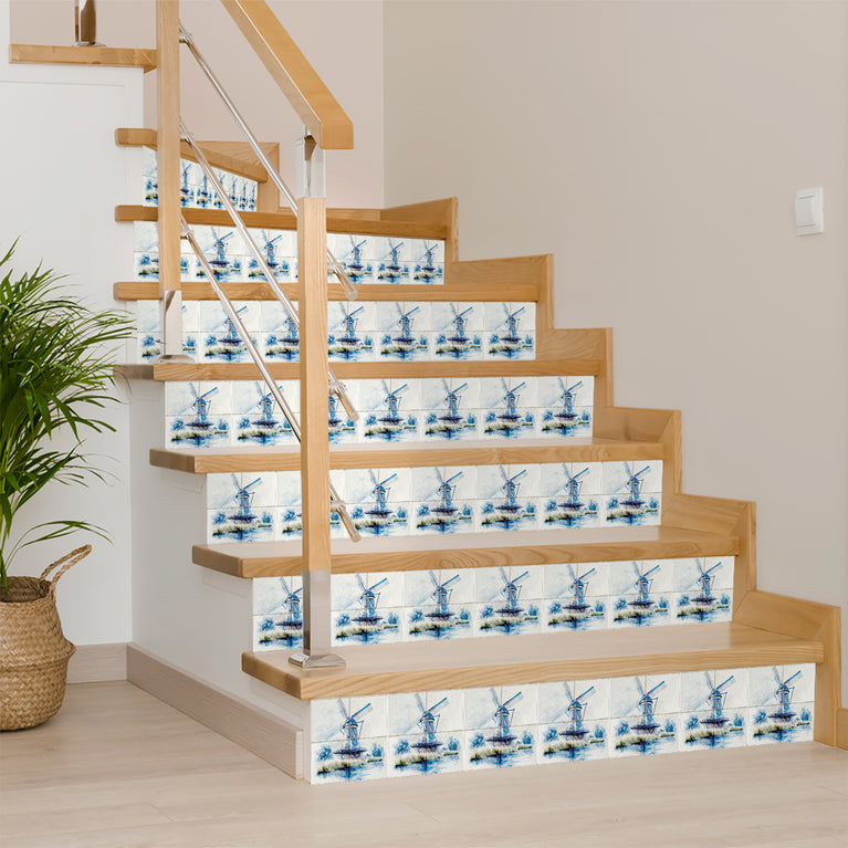 Delft tile windmill Peel And Stick Tile Stickers delft tile fireplace surround Kitchen Tile Trends Delft windmill tiles - Model D72