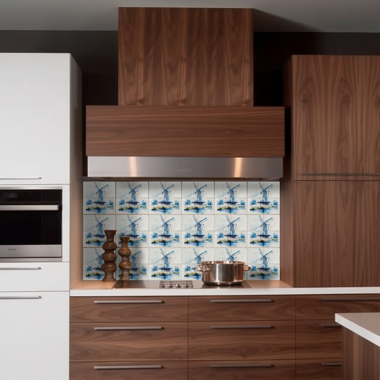 Delft tile windmill Peel And Stick Tile Stickers delft tile fireplace surround Kitchen Tile Trends Delft windmill tiles - Model D72