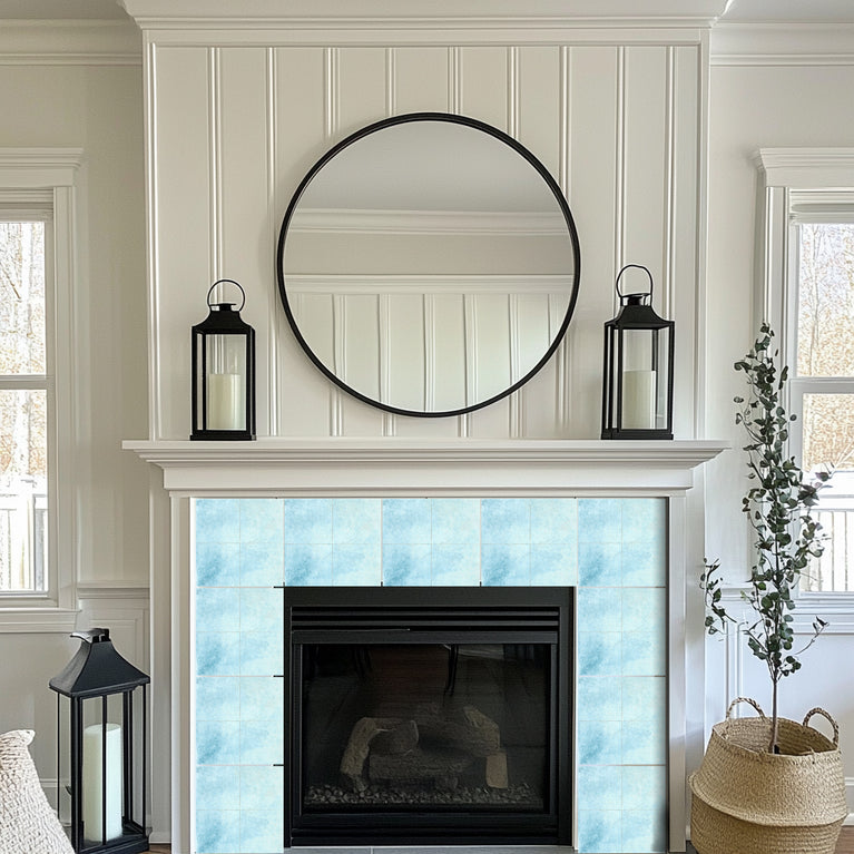 Cyan Blue Solid Peel And Stick Tile Stickers Backsplash surround Kitchen Tile Trends - D73