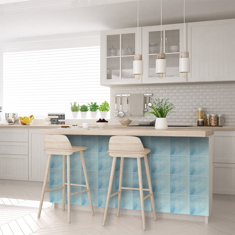 Cyan Blue Solid Peel And Stick Tile Stickers Backsplash surround Kitchen Tile Trends - D73