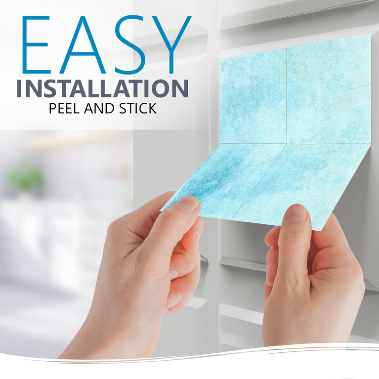 Cyan Blue Solid Peel And Stick Tile Stickers Backsplash surround Kitchen Tile Trends - D73