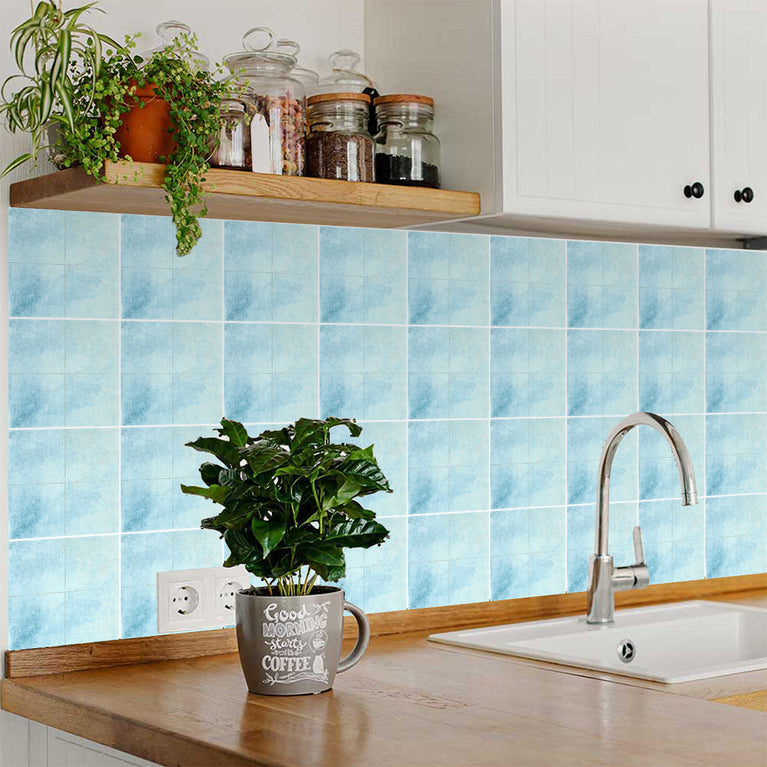 Cyan Blue Solid Peel And Stick Tile Stickers Backsplash surround Kitchen Tile Trends - D73