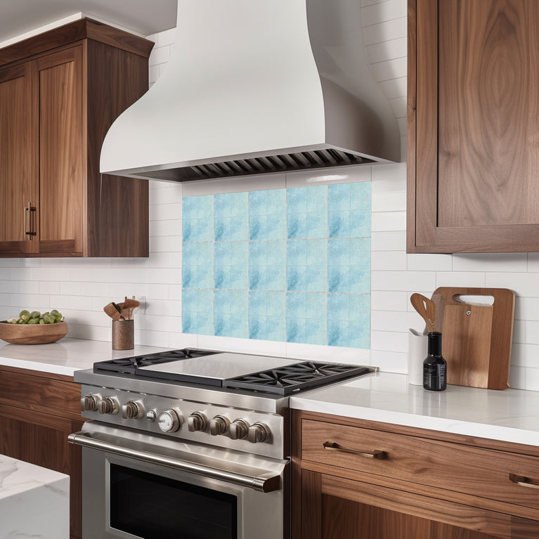 Cyan Blue Solid Peel And Stick Tile Stickers Backsplash surround Kitchen Tile Trends - D73