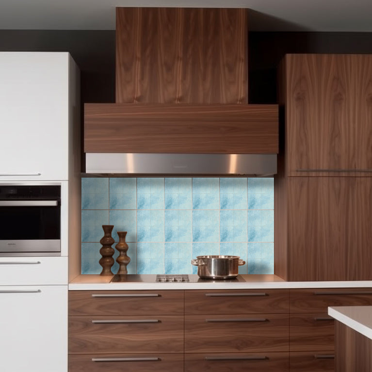 Cyan Blue Solid Peel And Stick Tile Stickers Backsplash surround Kitchen Tile Trends - D73